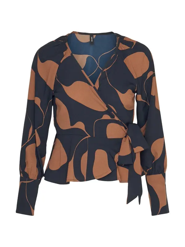 Vero Moda Petite Vero Moda Petite Bluza 'VMLYDIA'  temno bež / nočno modra