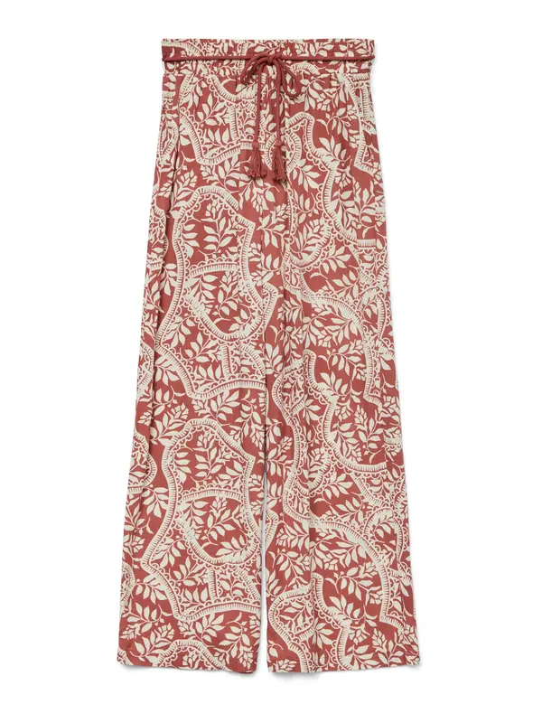 Vero Moda Petite Vero Moda Petite Hlače 'VMBALI'  ecru / temno rdeča
