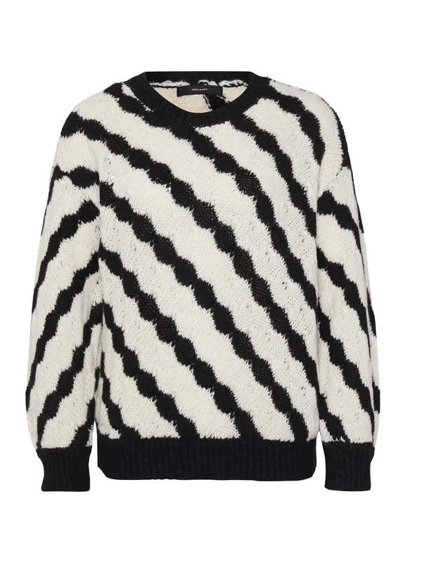 Vero Moda Petite Vero Moda Petite Pulover 'VMBUBLY'  črna / bela