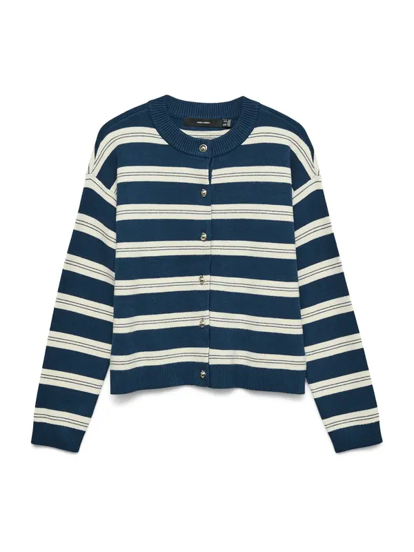 VERO MODA VERO MODA Pletena jopa 'VMGOLD'  moder denim / bela