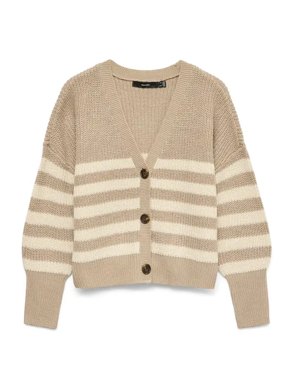 VERO MODA VERO MODA Pletena jopa 'VMLEA'  ecru / temno siva