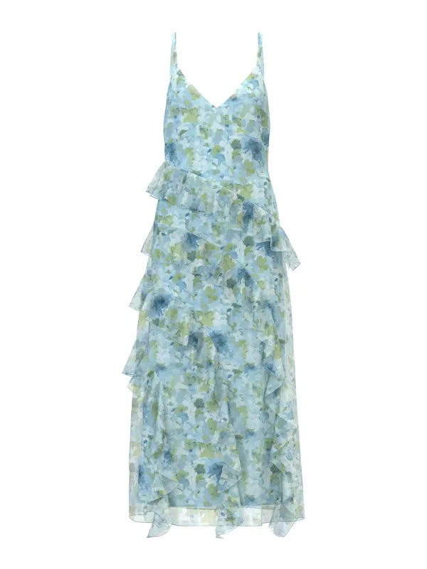 VERO MODA VERO MODA Poletna obleka 'VMSmilla'  svetlo modra / oliva / off-bela