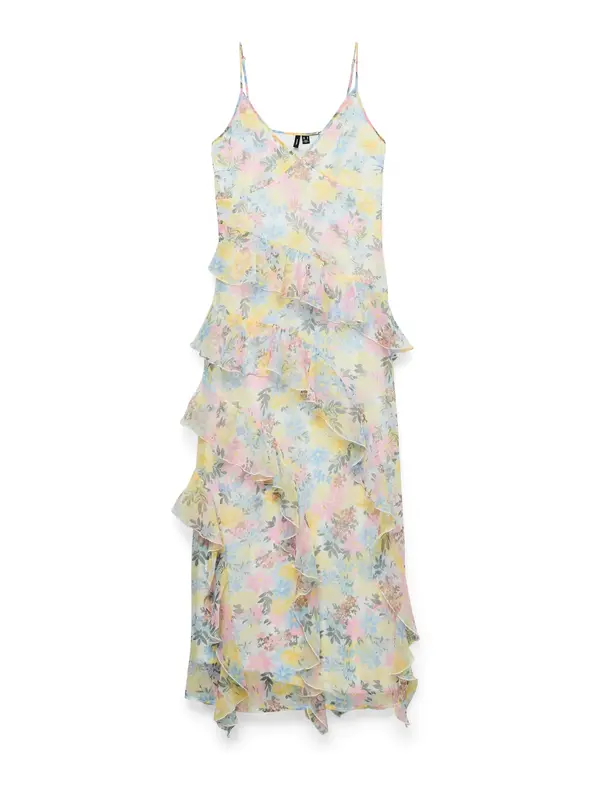 VERO MODA VERO MODA Poletna obleka 'VMSMILLA'  svetlo rumena / temno zelena / roza / bela