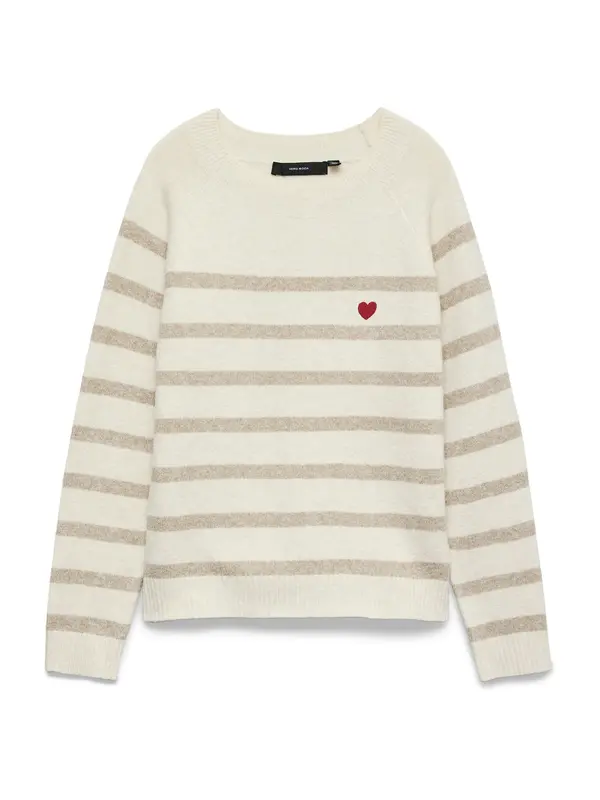 VERO MODA VERO MODA Pulover 'VMDOFFY'  ecru / progasto bež / temno rdeča