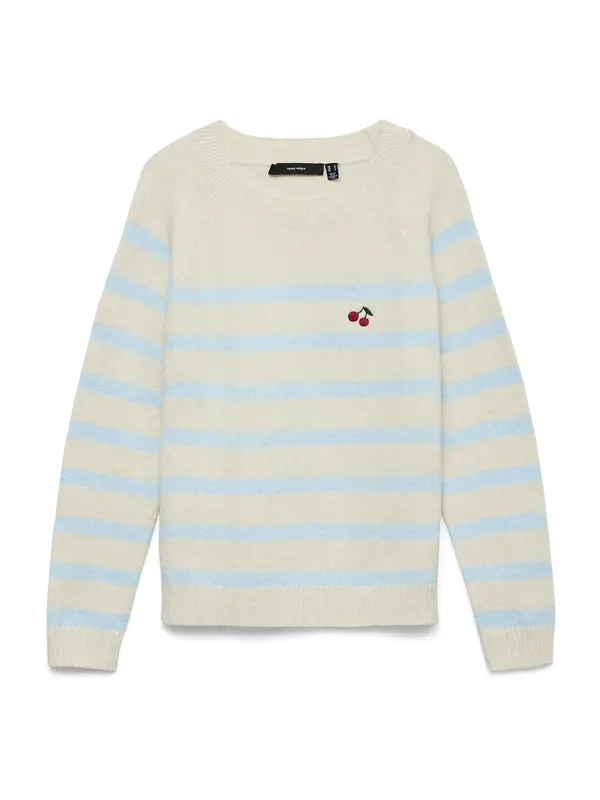 VERO MODA VERO MODA Pulover 'VMDOFFY'  kremna / svetlo modra / zelena / karminsko rdeča