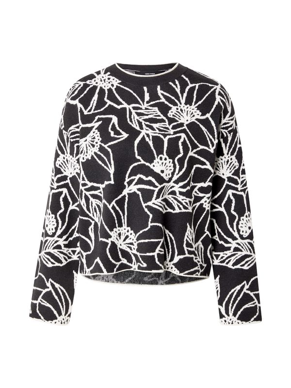 VERO MODA VERO MODA Pulover 'VMNEW FLORA'  črna / bela