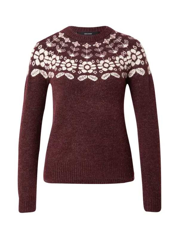 VERO MODA VERO MODA Pulover 'VMSimone'  bordo / naravno bela