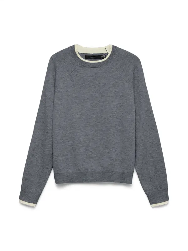 VERO MODA VERO MODA Pulover 'VMWONDERFUL'  pegasto siva / bela