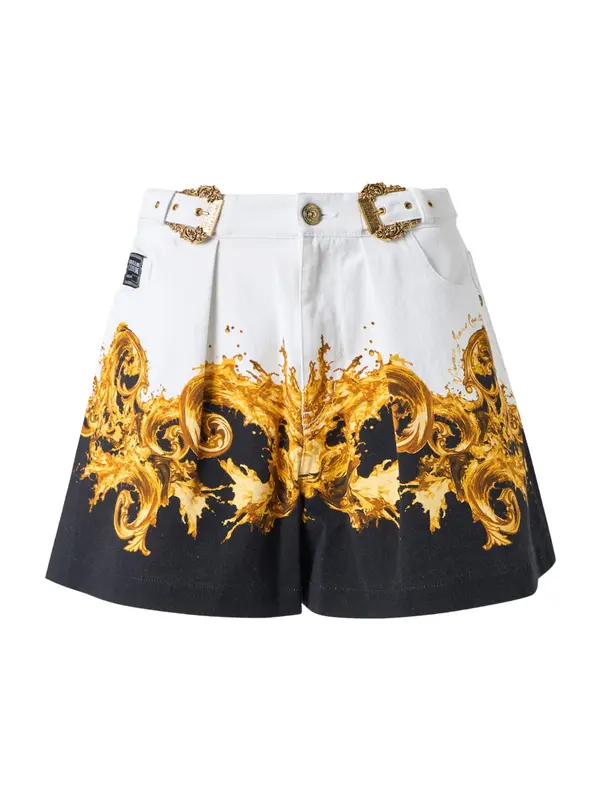 Versace Jeans Couture Versace Jeans Couture Hlače z naborki  rjava / žafran / črna / bela
