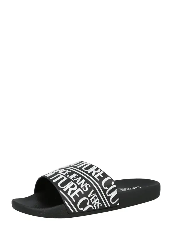 Versace Jeans Couture Versace Jeans Couture Nizki natikači 'FONDO SLIDE DIS. SQ1'  črna / bela