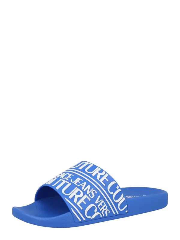 Versace Jeans Couture Versace Jeans Couture Nizki natikači 'FONDO SLIDE DIS. SQ1'  modra / bela
