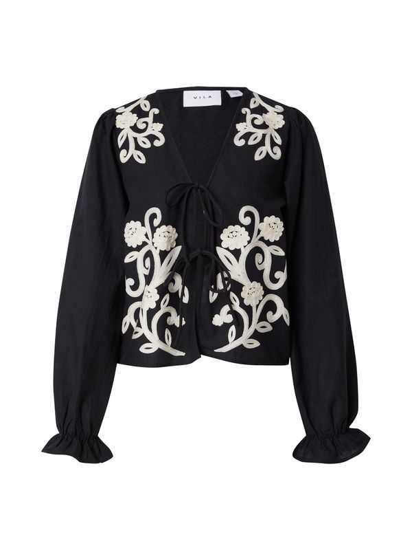 VILA VILA Bluza 'VIPOLENE'  kremna / črna