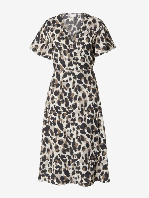 VILA VILA Obleka 'LOVIE'  bež / rjava / črna