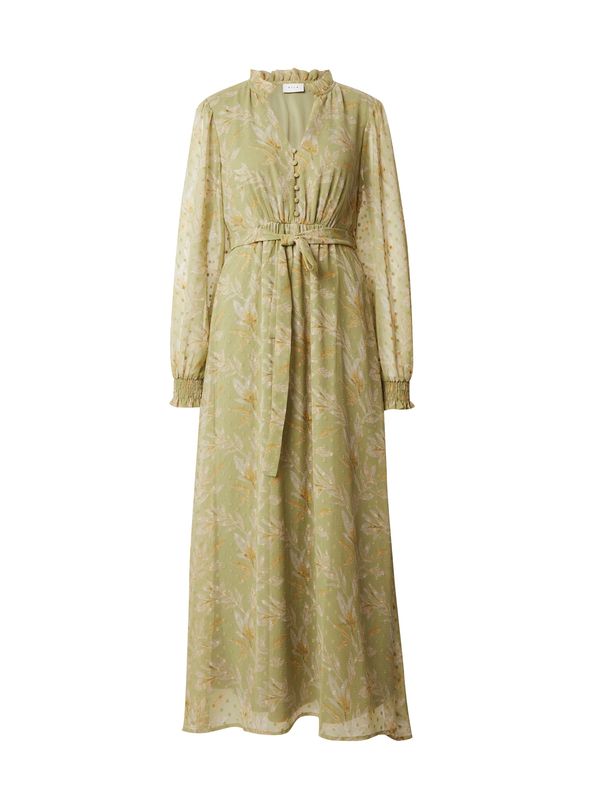 VILA VILA Obleka 'VIEDEE'  pesek / pastelno zelena