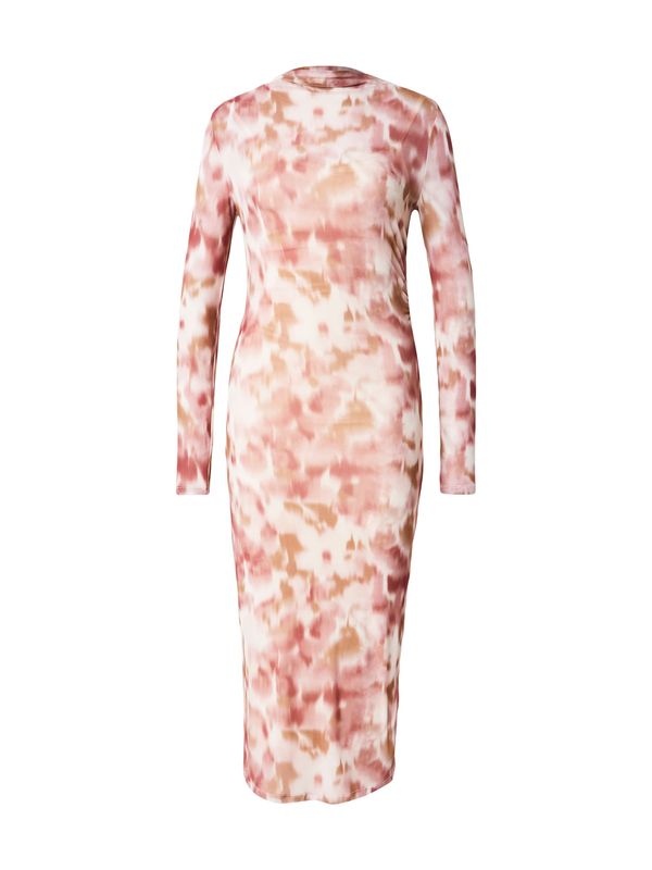 VILA VILA Obleka 'VINATURE'  kamela / slonovina / rjasto rdeča