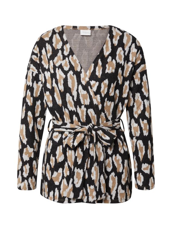 VILA VILA Pletena jopa 'CHARI'  rjava / črna / bela