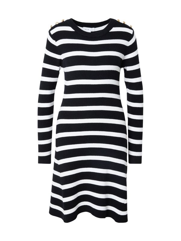 VILA VILA Pletena obleka  črna / bela