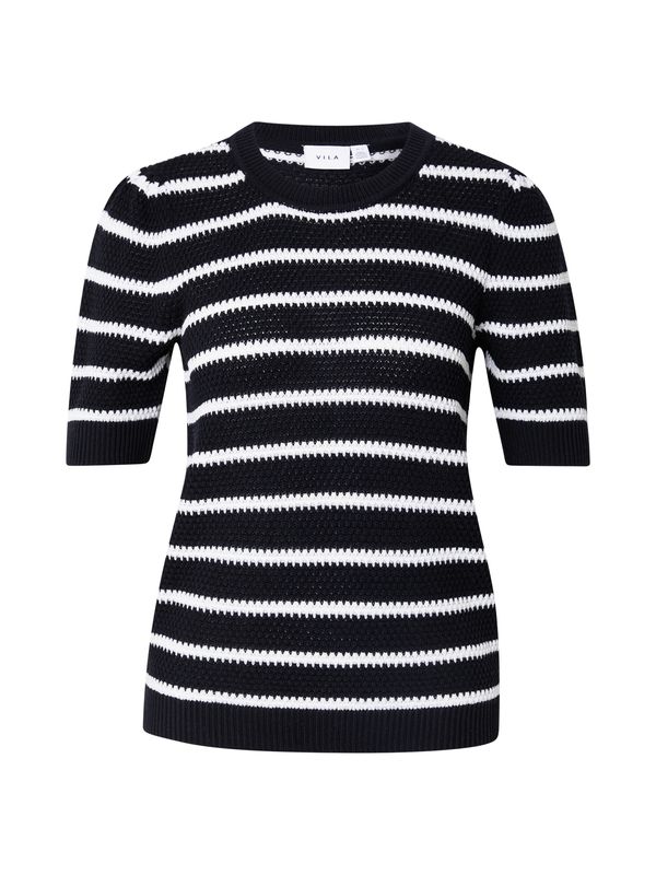 VILA VILA Pulover 'VIDALO'  črna / bela