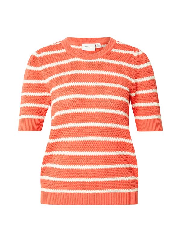 VILA VILA Pulover 'VIDALO'  svetlo rdeča / bela