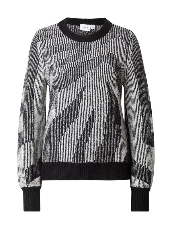 VILA VILA Pulover 'VIPINNA'  svetlo siva / črna