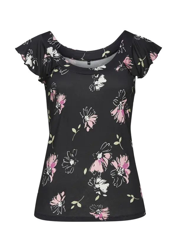 VIVANCE VIVANCE Majica  pastelno zelena / roza / črna / bela