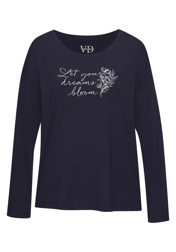 VIVANCE VIVANCE Majica za spanje  mornarska / bela
