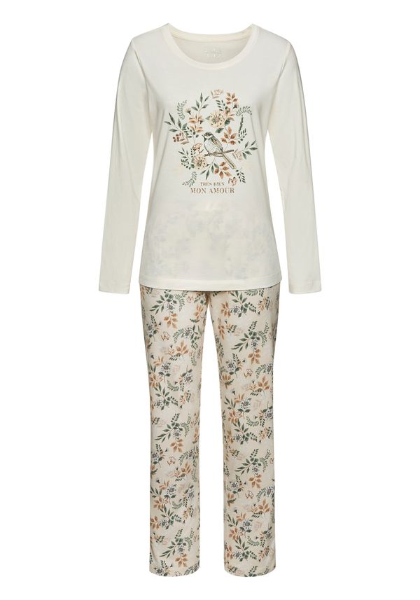 VIVANCE VIVANCE Pižama  kamela / svetlo bež / zelena / bela