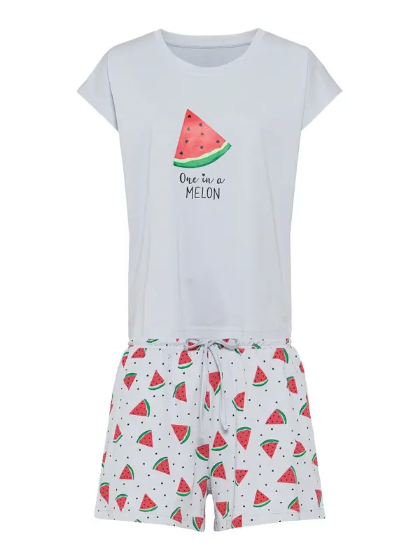 VIVANCE VIVANCE Pižama 'VD fruits'  siva / rdeča