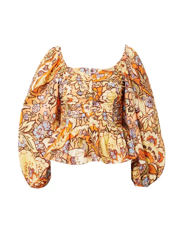 Warehouse Warehouse Bluza  svetlo modra / rjava / svetlo rumena / pastelno oranžna