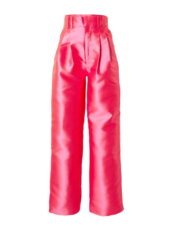 Warehouse Warehouse Hlače z naborki 'Satin Twill High Waisted Wide Leg Trouse'  roza