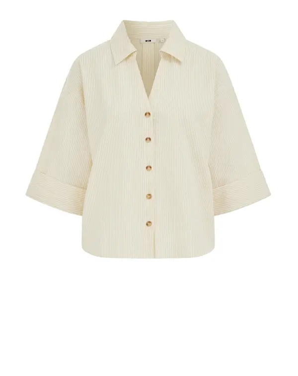 WE Fashion WE Fashion Bluza  pastelno rumena / bela