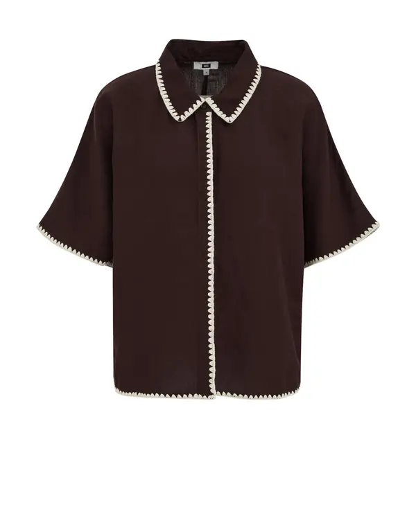 WE Fashion WE Fashion Bluza  temno rjava / bela