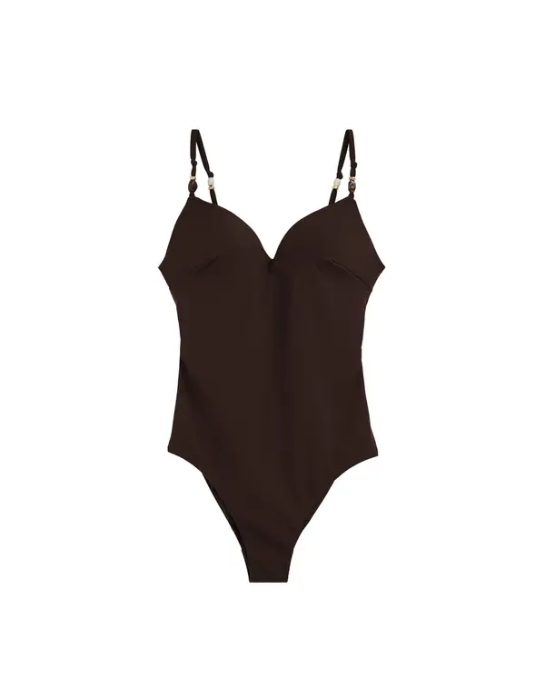 WE Fashion WE Fashion Enodelne kopalke  temno rjava