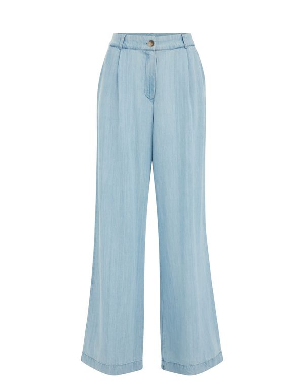 WE Fashion WE Fashion Hlače z naborki  moder denim