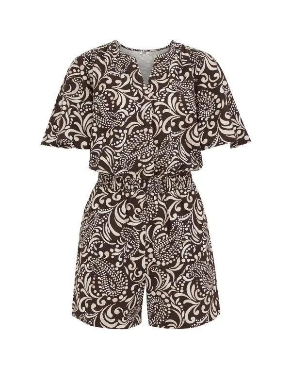 WE Fashion WE Fashion Kombinezon  temno rjava / off-bela