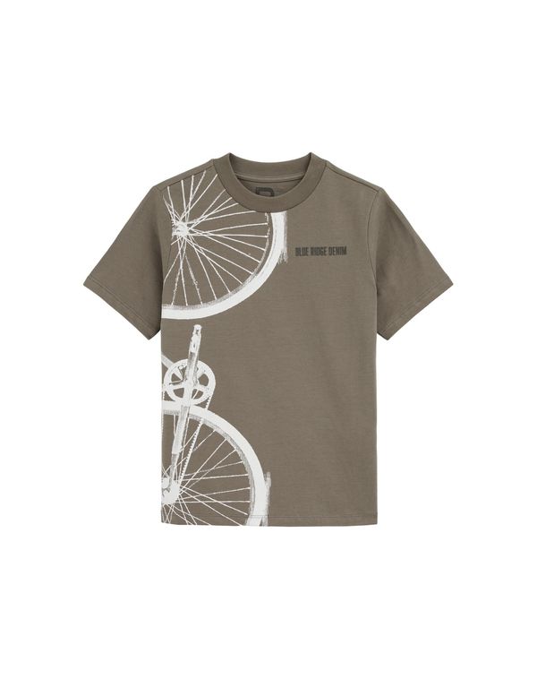 WE Fashion WE Fashion Majica  oliva / temno zelena / bela