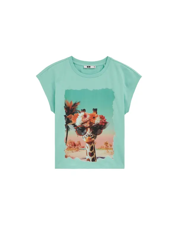 WE Fashion WE Fashion Majica  pesek / turkizna / temno rjava / oranžna