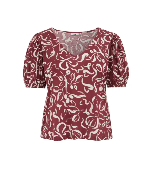 WE Fashion WE Fashion Majica  temno rdeča / bela
