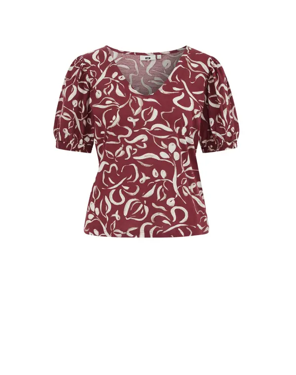 WE Fashion WE Fashion Majica  temno rdeča / off-bela