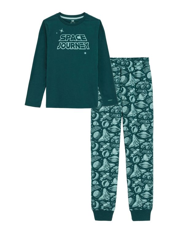 WE Fashion WE Fashion Pižama  smaragd / meta