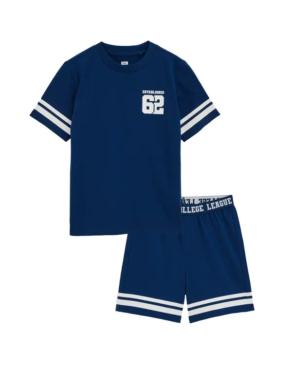 WE Fashion WE Fashion Pižama  temno modra / bela