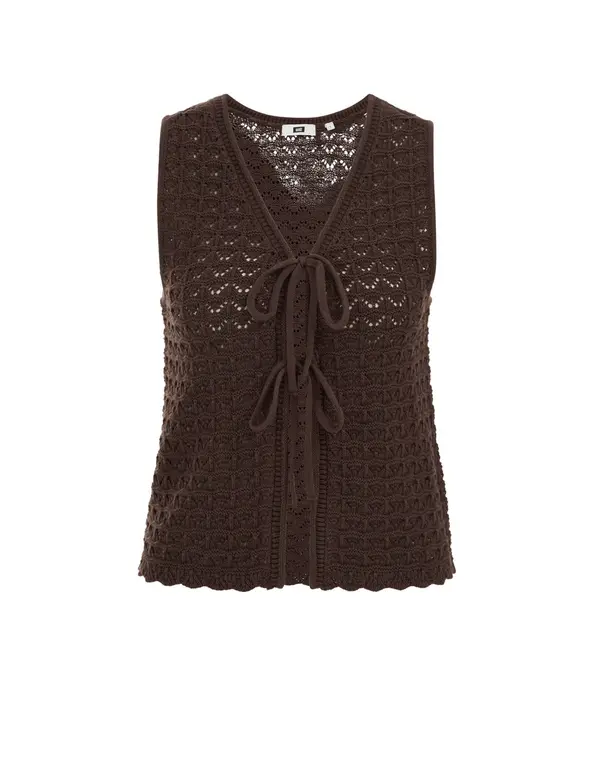 WE Fashion WE Fashion Pleten brezrokavnik  temno rjava