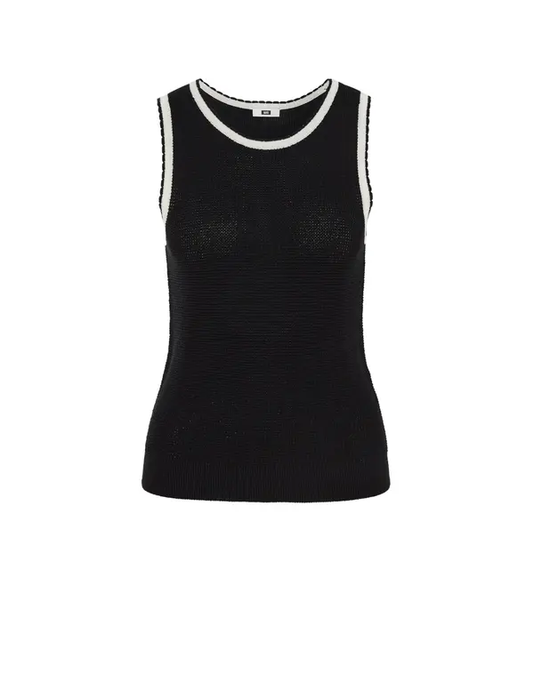 WE Fashion WE Fashion Top z naramnicami  črna / bela