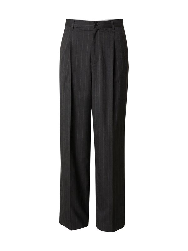 WEEKDAY WEEKDAY Hlače z naborki 'Uno'  antracit / svetlo siva