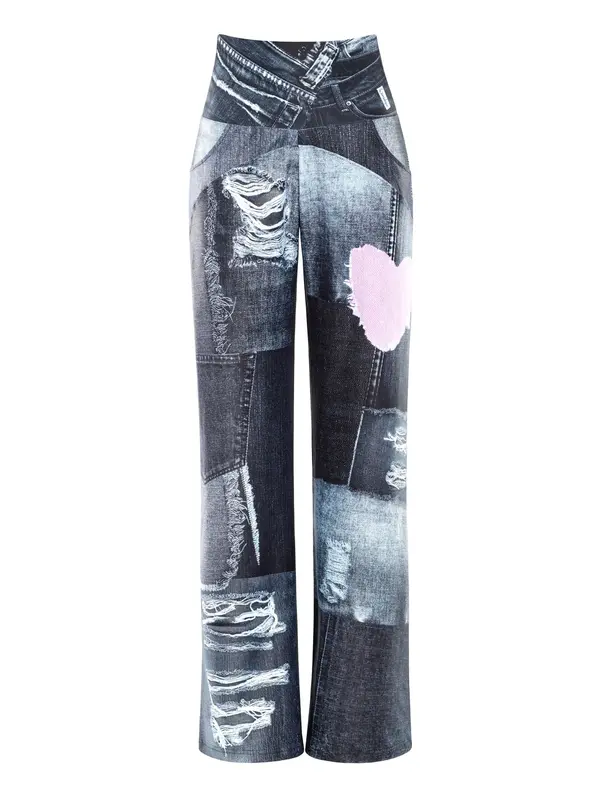 Winshape Winshape Hlače 'CUL105C'  siv denim / temno siva / roza