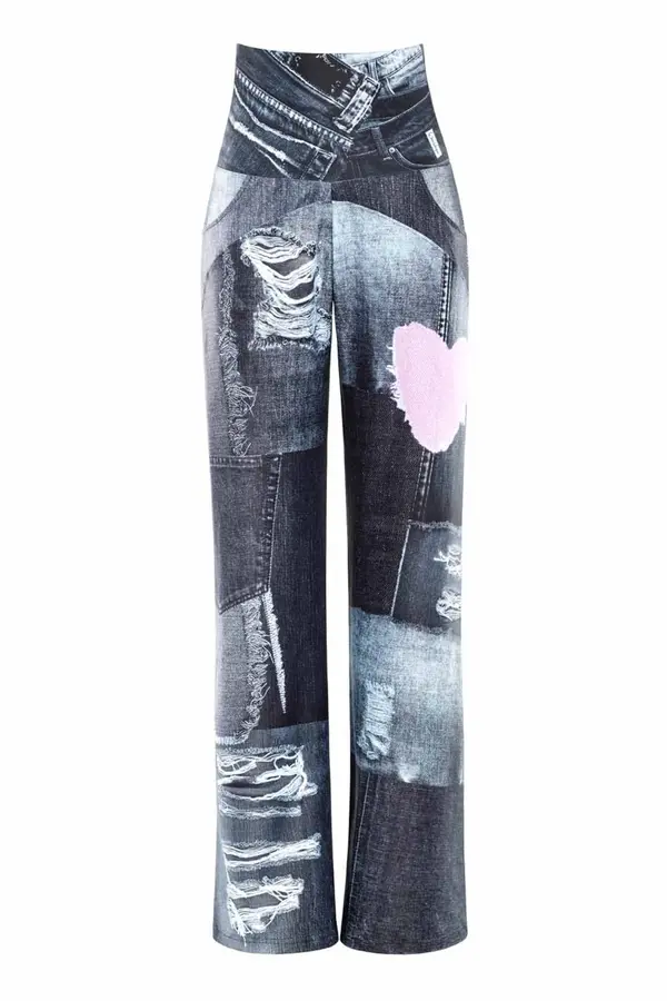 Winshape Winshape Športne hlače 'CUL101C'  siva / siv denim / roza / bela
