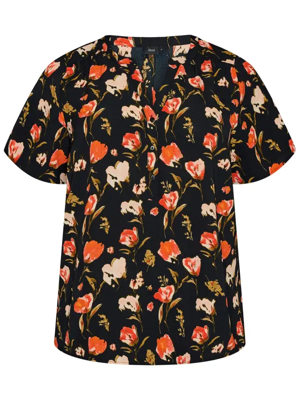 Zizzi Zizzi Bluza 'Caanni'  bež / oliva / oranžna / črna