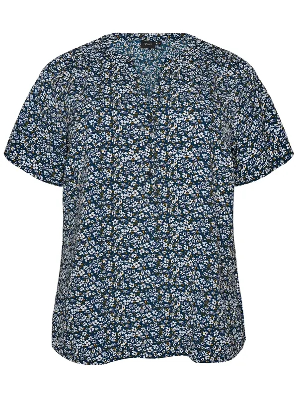 Zizzi Zizzi Bluza 'Caanni'  mornarska / temno modra / pueblo / bela
