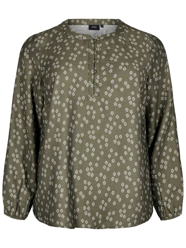 Zizzi Zizzi Bluza 'Caava'  temno zelena / bela