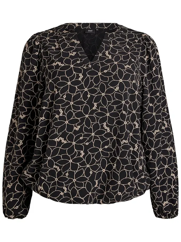 Zizzi Zizzi Bluza 'Cabine'  kremna / črna